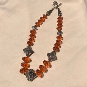 Chunky Orange and Silver necklace